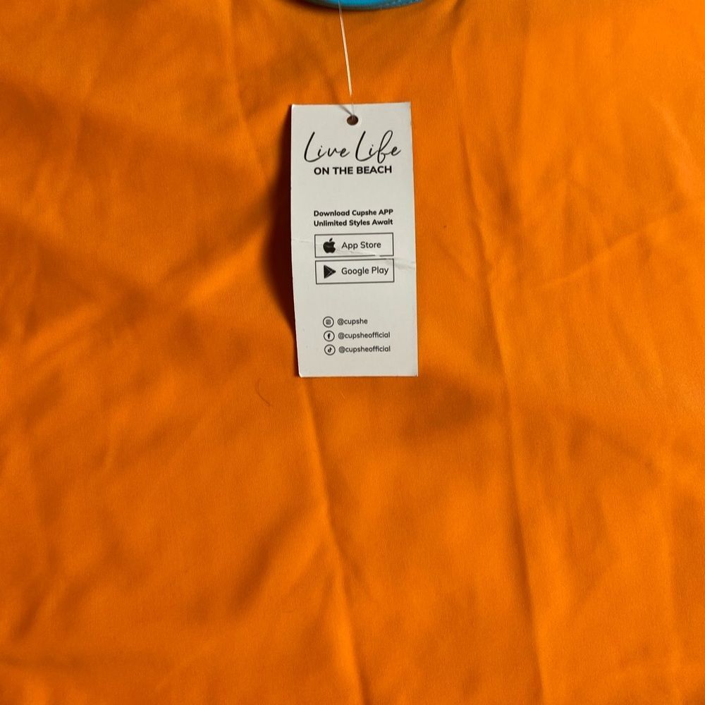 Cupshe Vibrant Orange and Blue Bold One-Piece Swimsuit- Coastal Summer Vacation - Picture 4 of 5